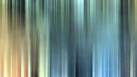 Abstraktes Bild aus vertikalen, verwischten Streifen in Blau, Petrol, Beige und Orange