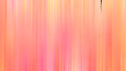 Abstrakte, vertikal verwischte Streifen in Rosa, Orange und Pfirsich, oben rechts ein kleiner dunkler Zweig.