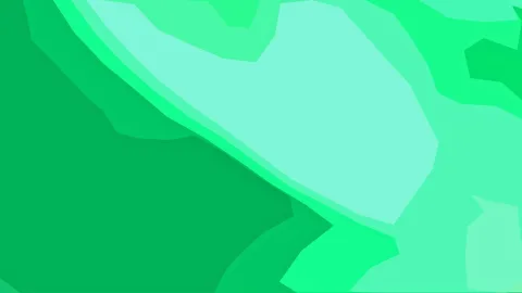 Abstrakte Komposition aus grünen und mintgrünen Polygonflächen mit einer großen dunkelgrünen Fläche links