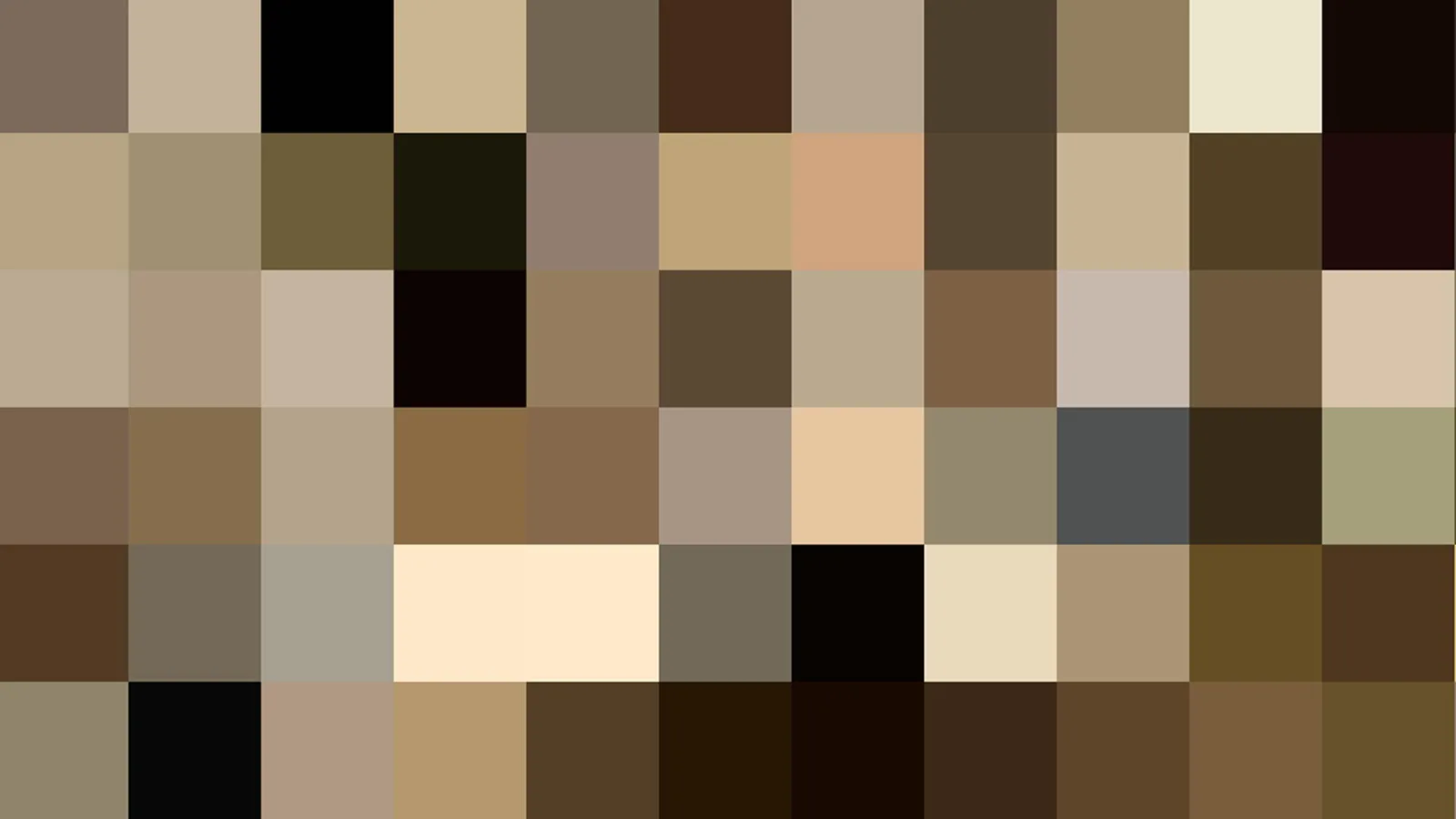Pixelmosaik aus braunen, beigen und schwarzen Quadraten in einem gleichmäßigen Raster.