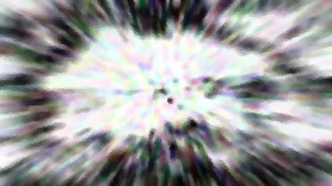 Abstrakte, unscharfe Explosion aus hellen Pastellfarben mit dunklen Streifen, die vom Zentrum nach außen strahlen.