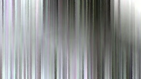 Abstraktes Bild aus vertikalen, verschwommenen Streifen in Grau, Weiß, Lavendel und Grün, dunkler im oberen rechten Bereich.