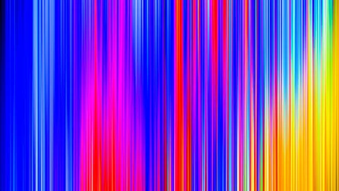 Abstraktes Bild aus dicht nebeneinander stehenden, vertikalen Farbstreifen in Blau, Magenta, Rot, Violett und Gelb, die von links nach rechts ineinander übergehen.