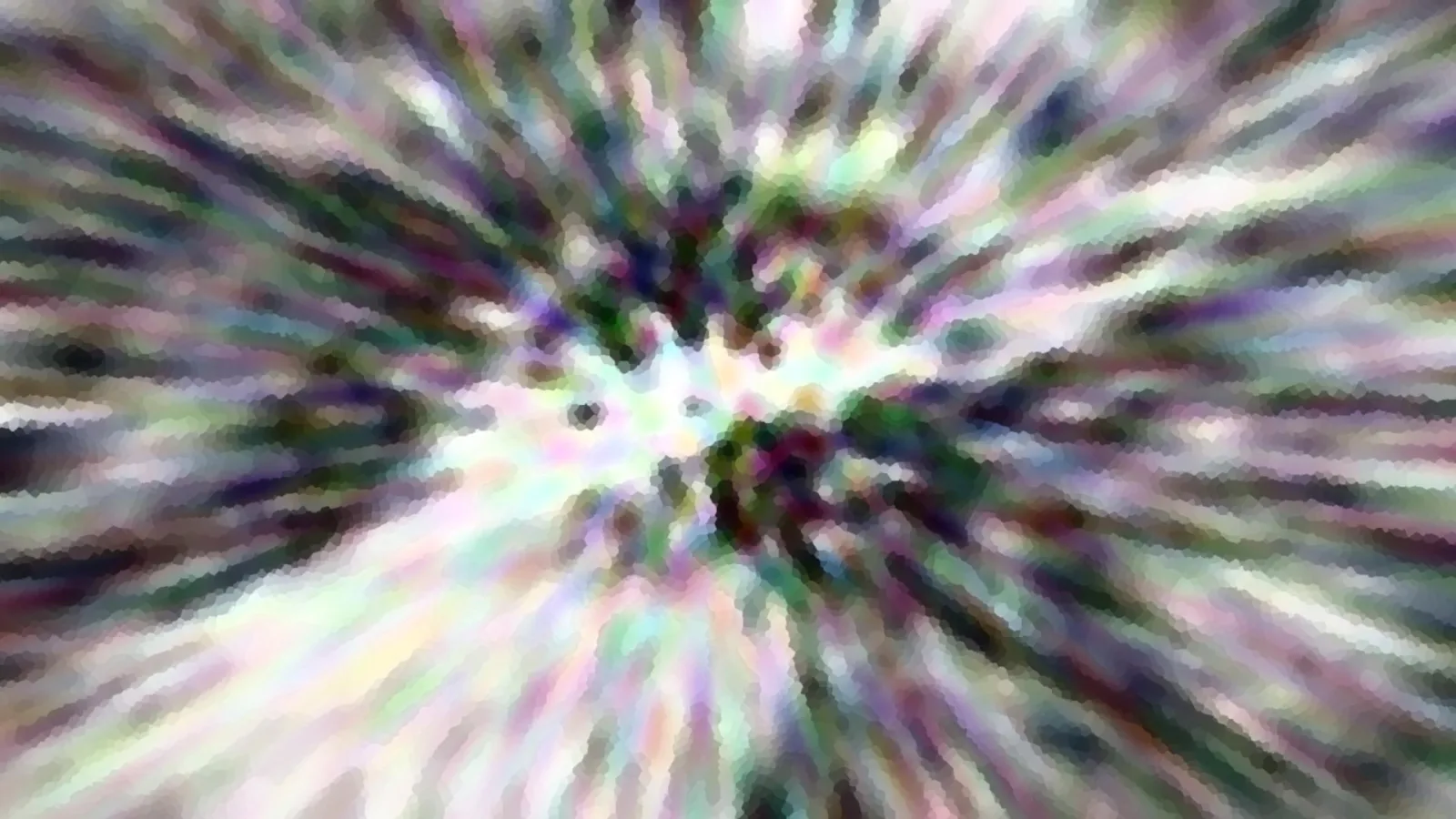 Abstraktes Bild mit radial verlaufenden, pastellfarbenen Streifen, die von einem hellen Zentrum nach außen ziehen.