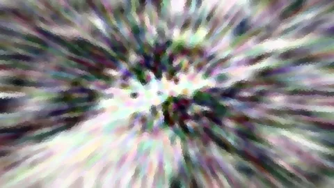 Abstraktes Bild mit radial verlaufenden, pastellfarbenen Streifen, die von einem hellen Zentrum nach außen ziehen.
