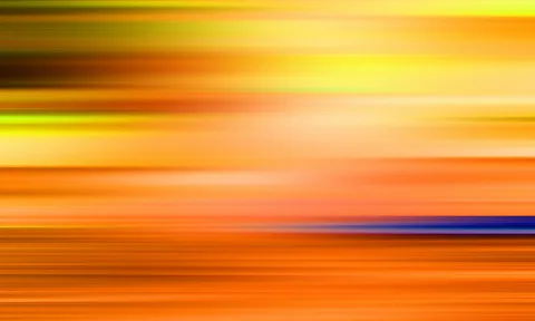 Abstrakte horizontale Schlieren in Orange, Gelb und Rot, unterbrochen von einem blauen Streifen im unteren Drittel.