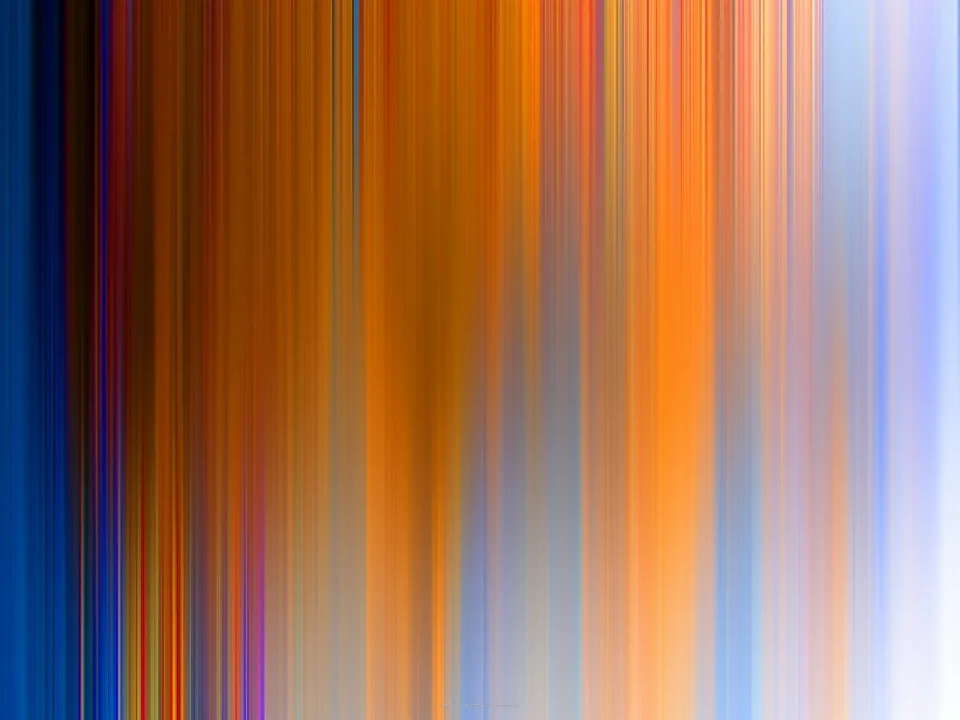 Abstrakte vertikale Streifen in Blau, Orange, Gelb und Weiß, die von links nach rechts ineinanderlaufen