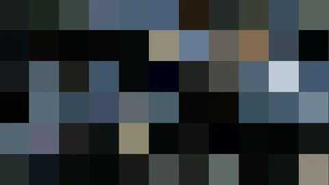 Raster aus unregelmäßigen Farbblöcken in Blau, Anthrazit und Schwarz, dazwischen vereinzelte beige und braune Kacheln.
