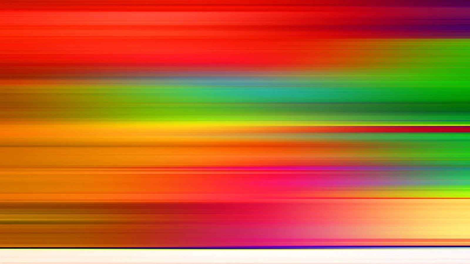 Abstrakte horizontale Streifen in Rot, Orange, Gelb, Grün und Pink, die weich ineinander verlaufen; unten ein heller weißlicher Streifen.