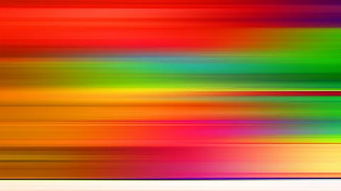 Abstrakte horizontale Streifen in Rot, Orange, Gelb, Grün und Pink, die weich ineinander verlaufen; unten ein heller weißlicher Streifen.