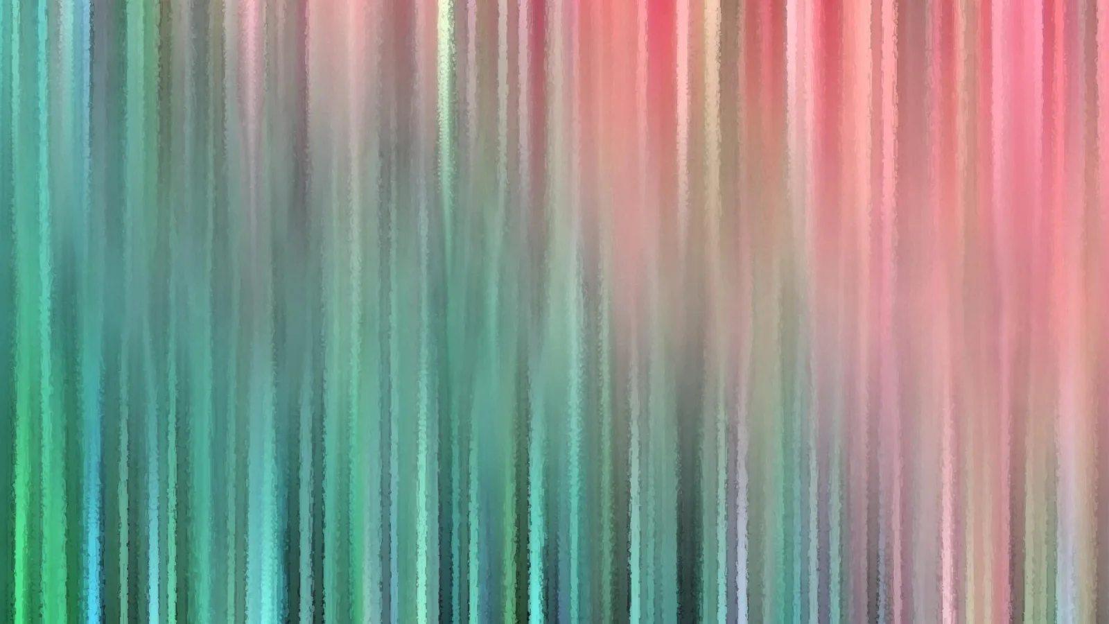 Abstrakte Komposition aus senkrechten Farbstreifen, links in Grün- und Blautönen, rechts in Rosa und Rot.