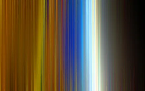Abstrakte vertikale Streifen in Gold, Blau und Weiß, die von links nach rechts in Schwarz übergehen.