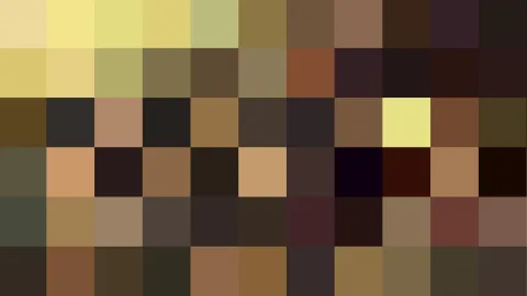 Mosaik aus quadratischen Pixelblöcken in Gelb-, Braun- und Schwarztönen