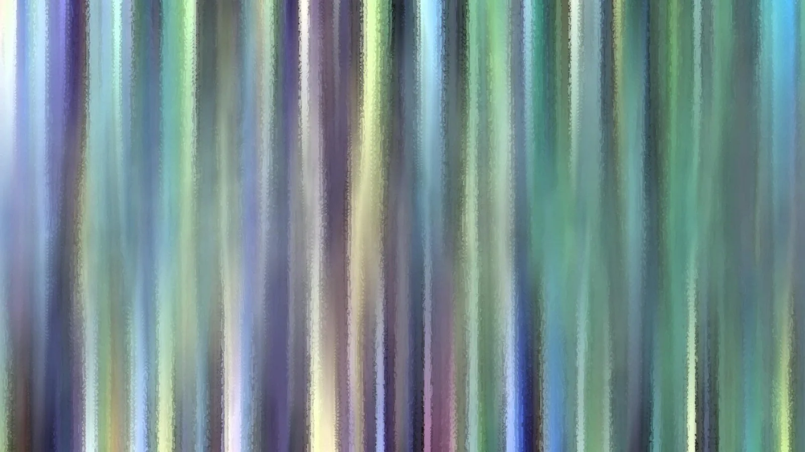 Abstrakte Komposition aus vertikalen Streifen in Blau, Grün, Violett und Gelb mit körniger, pinselartiger Textur.