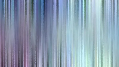 Abstraktes Bild aus dicht nebeneinander stehenden, vertikalen Streifen in Blau, Lila, Grau und Mintgrün, leicht verwischt und mit fein gezackten Kanten.