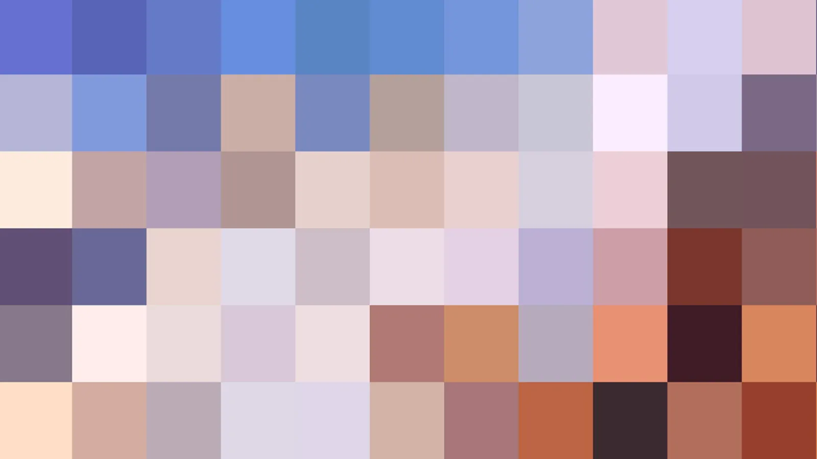 Mosaik aus quadratischen Pixeln in Blau, Lila, Rosa, Beige und Braun