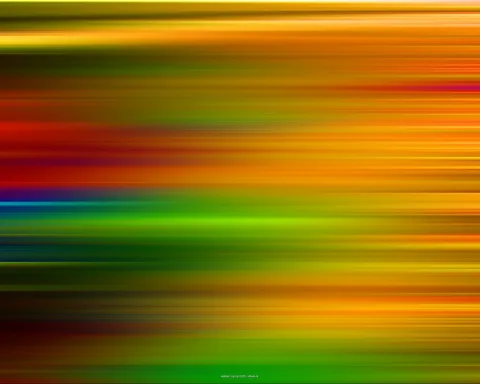 Abstrakte horizontale Schlieren in Orange, Gelb, Rot, Grün und Blau, die von links nach rechts verlaufen und an den Rändern dunkler werden.