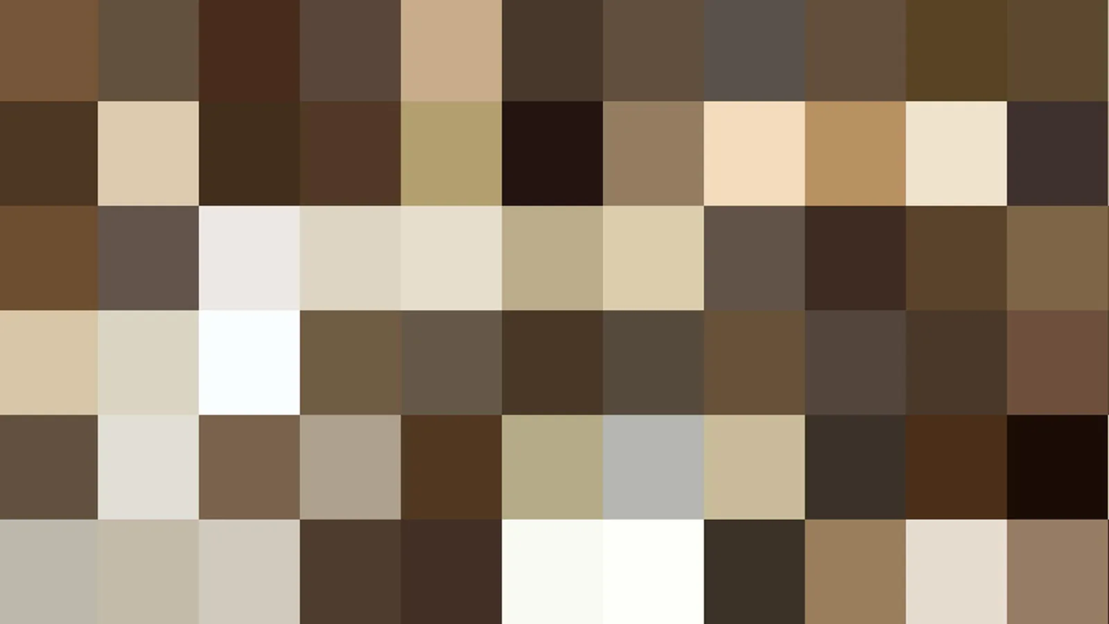 Ein Raster aus quadratischen Pixelblöcken in Braun-, Beige- und Grautönen, von dunkel bis hell.