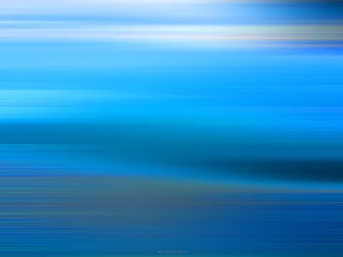 Abstrakte Komposition aus horizontalen, verwischten Streifen in Blau- und Türkistönen, oben heller, unten dunkler.