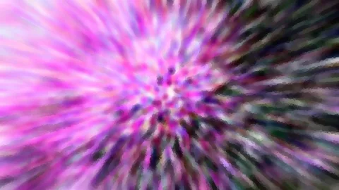 Abstraktes Bild mit einem Zentrum aus Pink und Violett, von dem radial helle und dunkle Schlieren nach außen laufen.