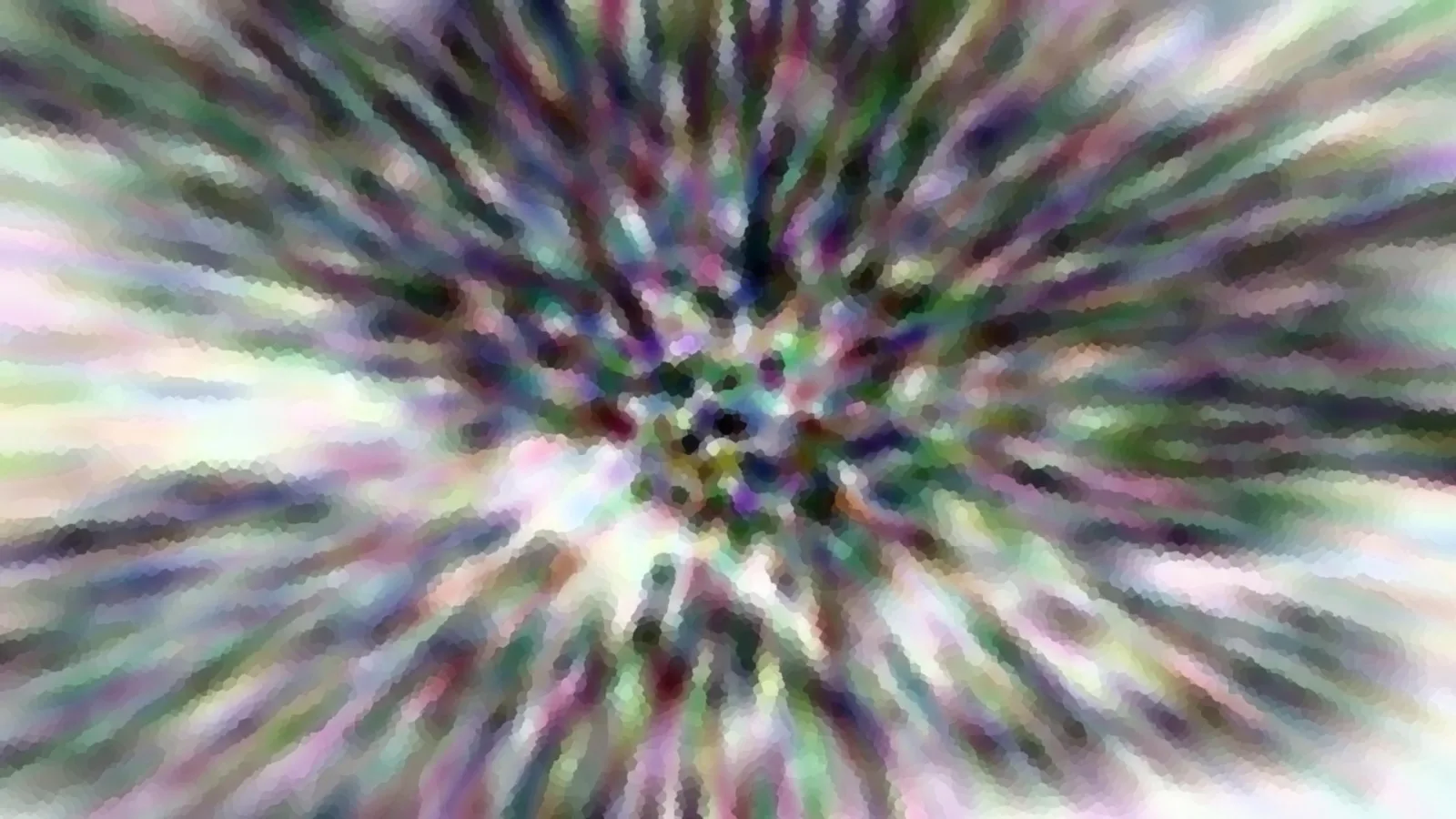 Abstraktes Bild mit bunten Streifen, die von einem dunklen Zentrum in der Mitte radial nach außen laufen.