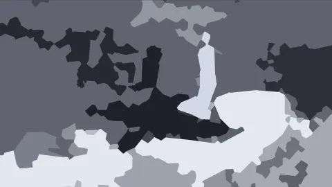 Abstraktes Muster aus grauen, schwarzen und weißen Flächen mit unregelmäßigen Konturen.