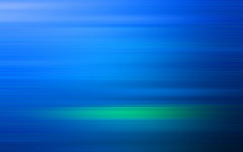 Abstrakte blaue Fläche mit horizontalen Schlieren und einem leuchtend grünen Lichtband im unteren Drittel.