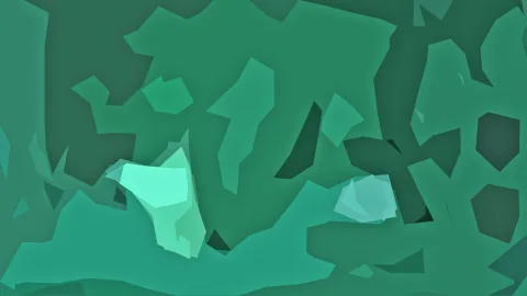 Abstrakte Komposition aus grünen und türkisfarbenen Polygonflächen, unten links mit hellen, leuchtenden Feldern.