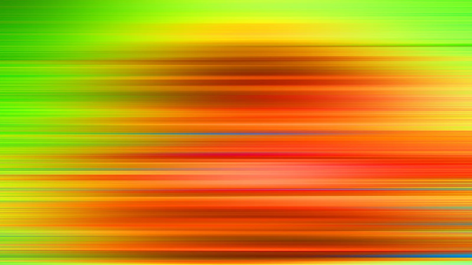 Abstrakte horizontale Streifen in Grün, Gelb und Orange mit dunkleren braunen Bereichen in der Mitte, wie Bewegungsunschärfe.