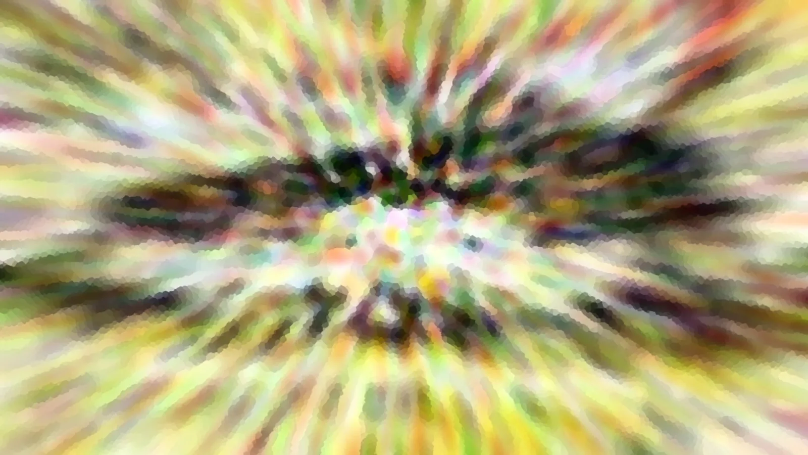 Abstrakte radiale Unschärfe mit gelben, grünen und dunklen Farbstrahlen, die von der Bildmitte ausgehen