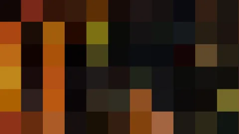 Grobes Raster aus dunklen und orangefarbenen Farbblöcken ohne erkennbares Motiv.
