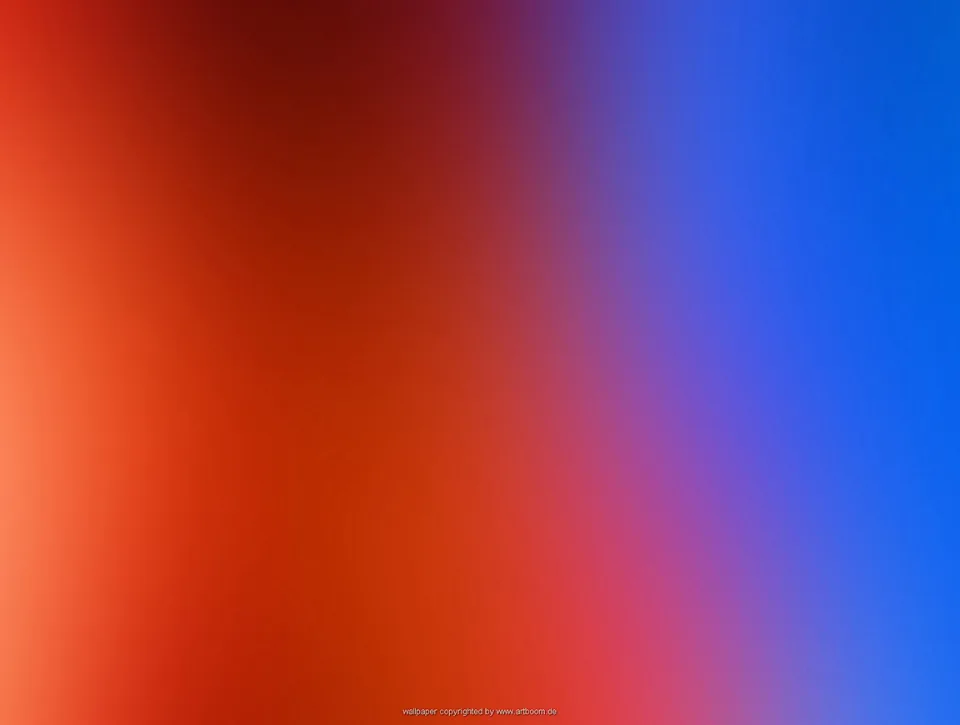Weicher diagonaler Farbverlauf von orangerot links oben über Violett in der Mitte zu leuchtendem Blau rechts.