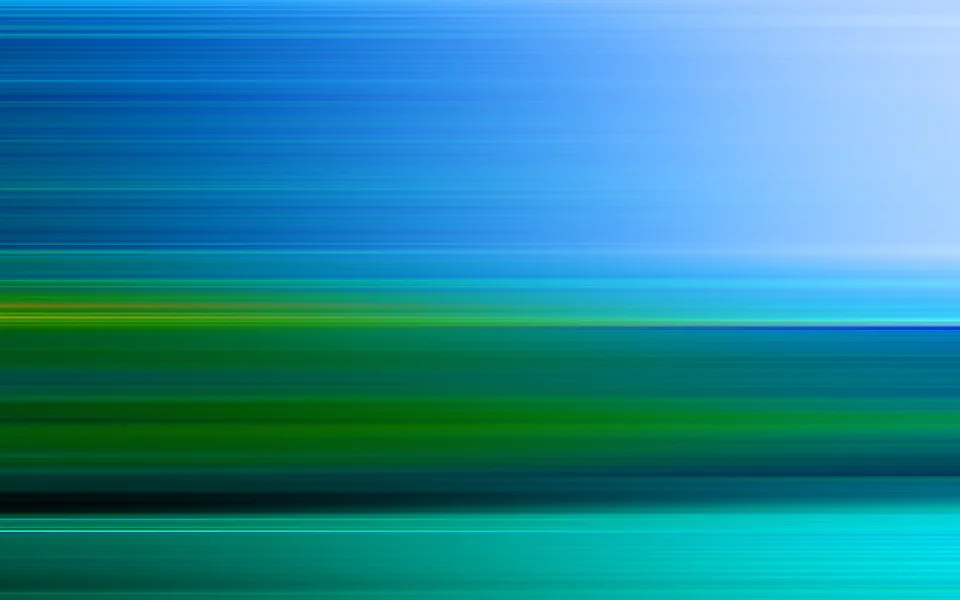 Abstrakte horizontale Streifen in Blau, Türkis und Grün, die von hellem Blau oben rechts in dunkleres Grün und Türkis unten übergehen.