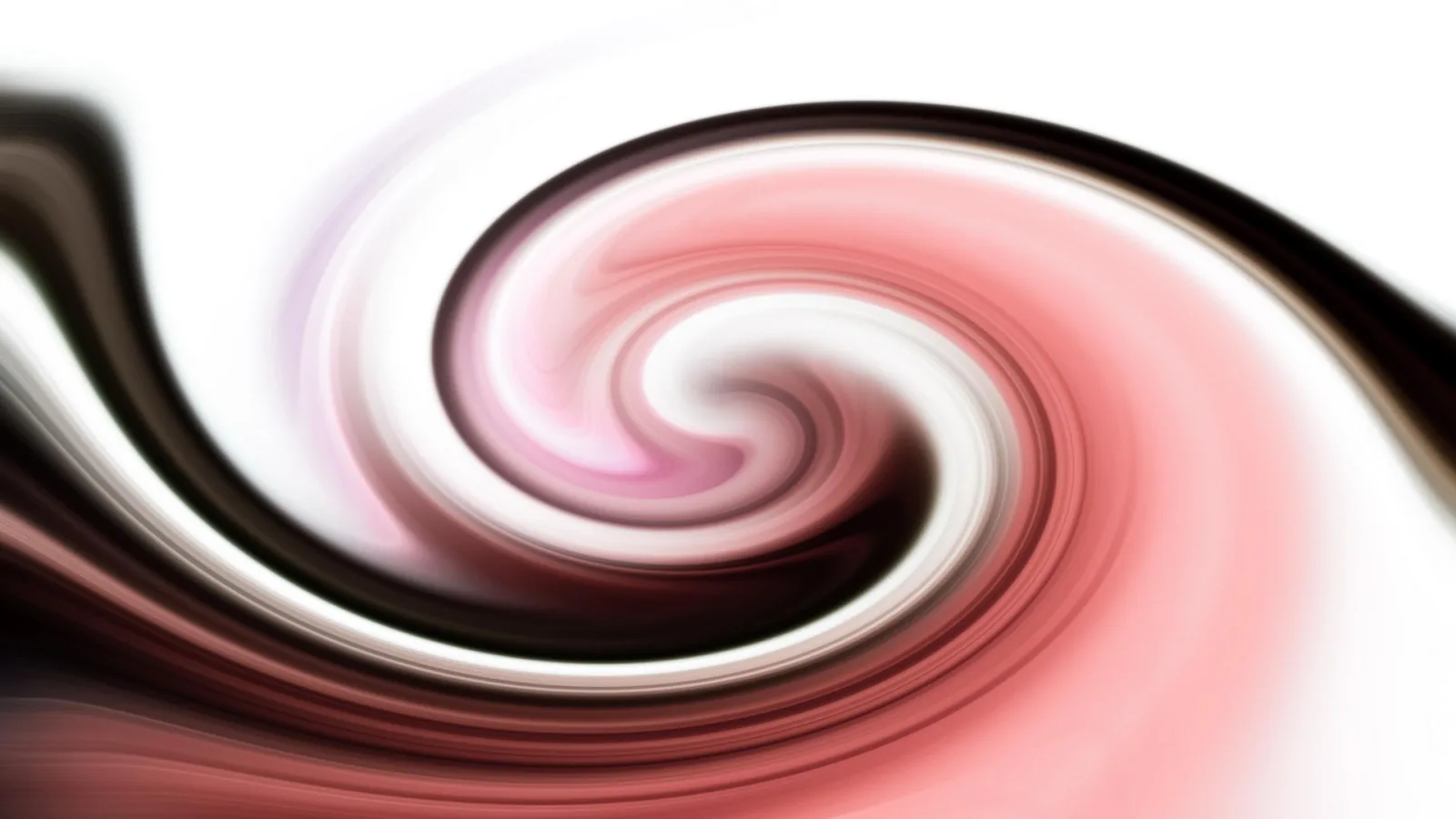 Abstrakter Strudel aus rosa, schwarzen und weißen Farbschlieren, der sich von der Mitte spiralförmig nach außen dreht.