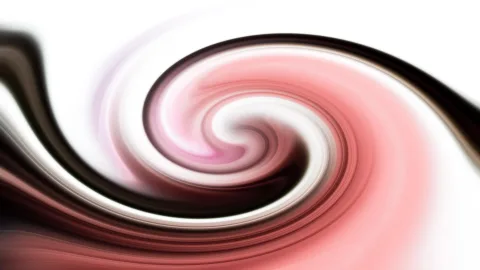 Abstrakter Strudel aus rosa, schwarzen und weißen Farbschlieren, der sich von der Mitte spiralförmig nach außen dreht.