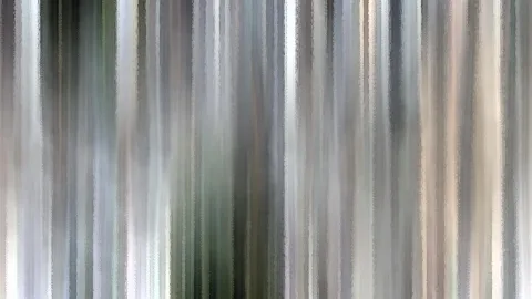 Abstraktes Bild aus senkrechten, grauen, grünen und beigen Streifen mit unscharfen Übergängen und körnig gemalt wirkenden Kanten.