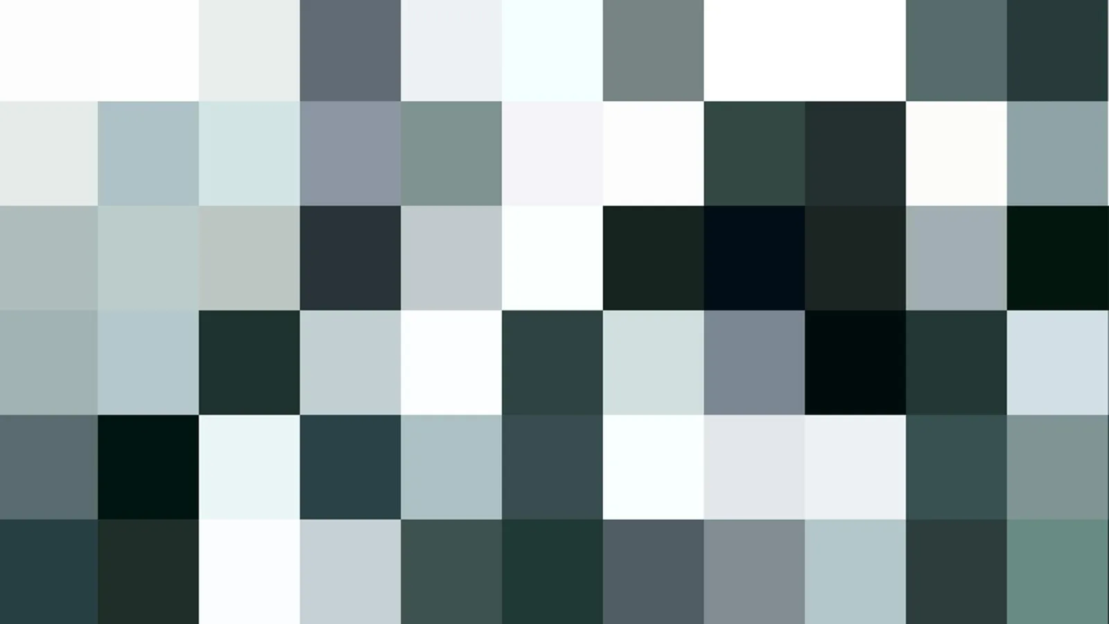 Mosaik aus quadratischen Pixelblöcken in Weiß, Grau und dunklem Petrol