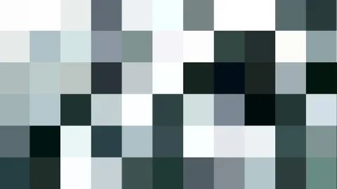 Mosaik aus quadratischen Pixelblöcken in Weiß, Grau und dunklem Petrol