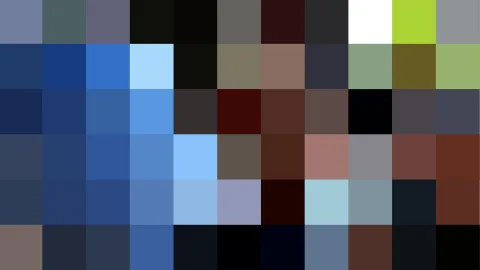 Raster aus farbigen Quadraten in Blau, Schwarz, Grün und Braun