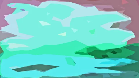 Abstrakte Komposition aus facettenartigen Flächen in Mintgrün, Türkis, Dunkelgrün und verwaschenem Mauve.