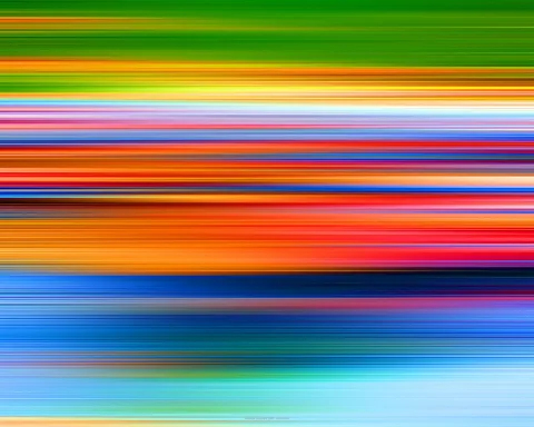 Horizontale, verwischte Farbstreifen in Grün, Orange, Rot, Gelb, Pink und Blau, von oben nach unten angeordnet.