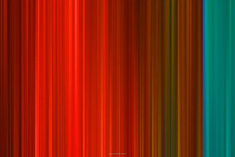 Vertikale, unscharf verwischte Streifen in Rot, Orange, Braun und Türkis, rechts ein schmaler blauer Übergang.