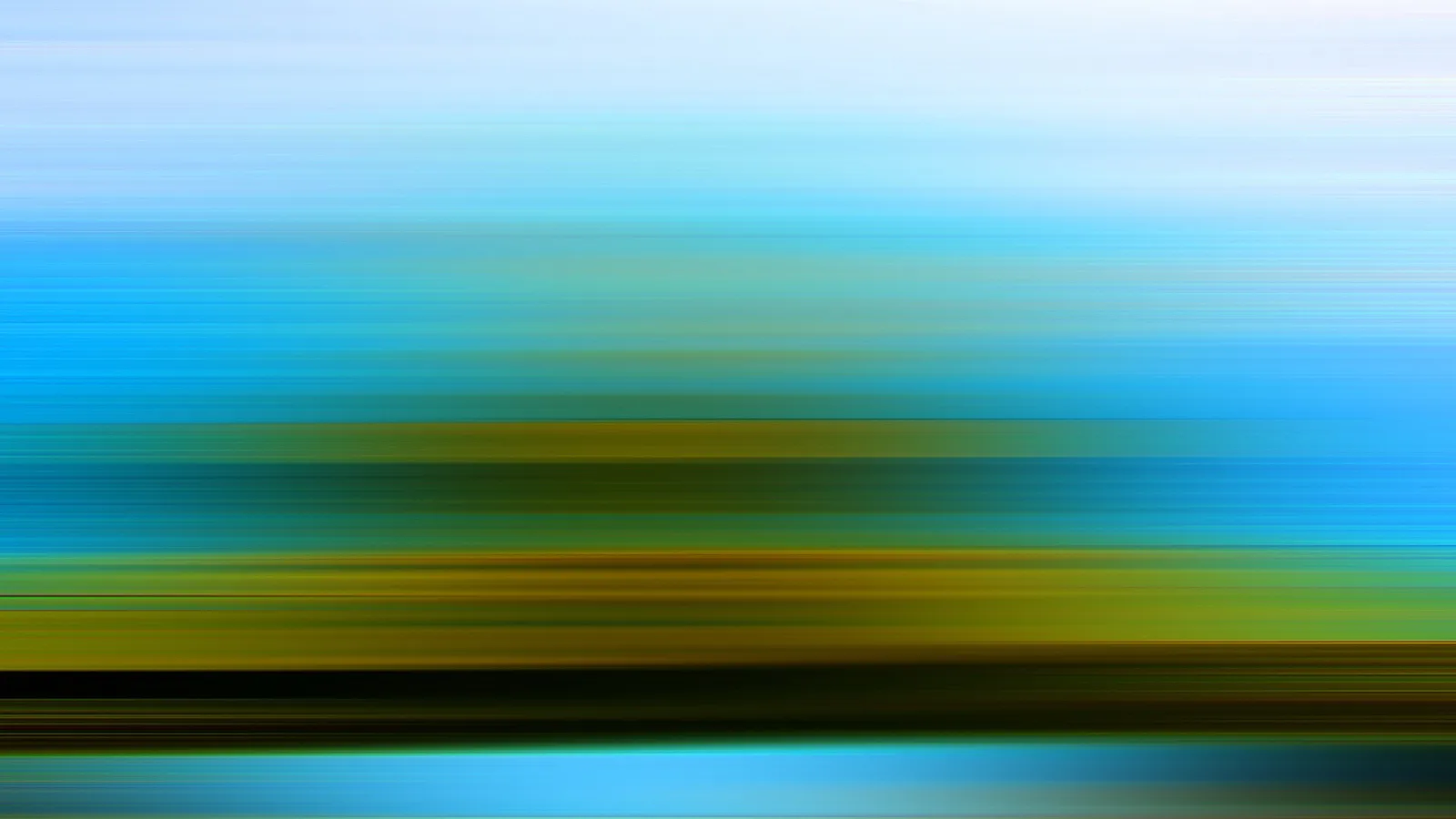 Horizontal verwischte Streifen in Blau, Grün und Gelb, die von hellem Himmelblau oben in dunkle Olivtöne unten übergehen.