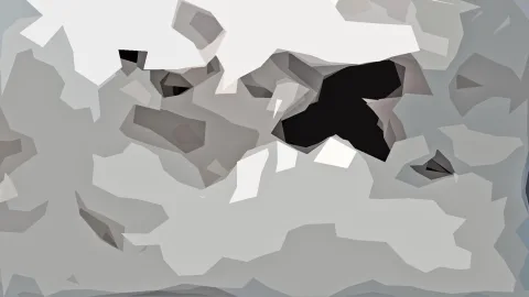 Graue, facettierte Polygonfläche mit einer großen schwarzen Aussparung oben rechts.