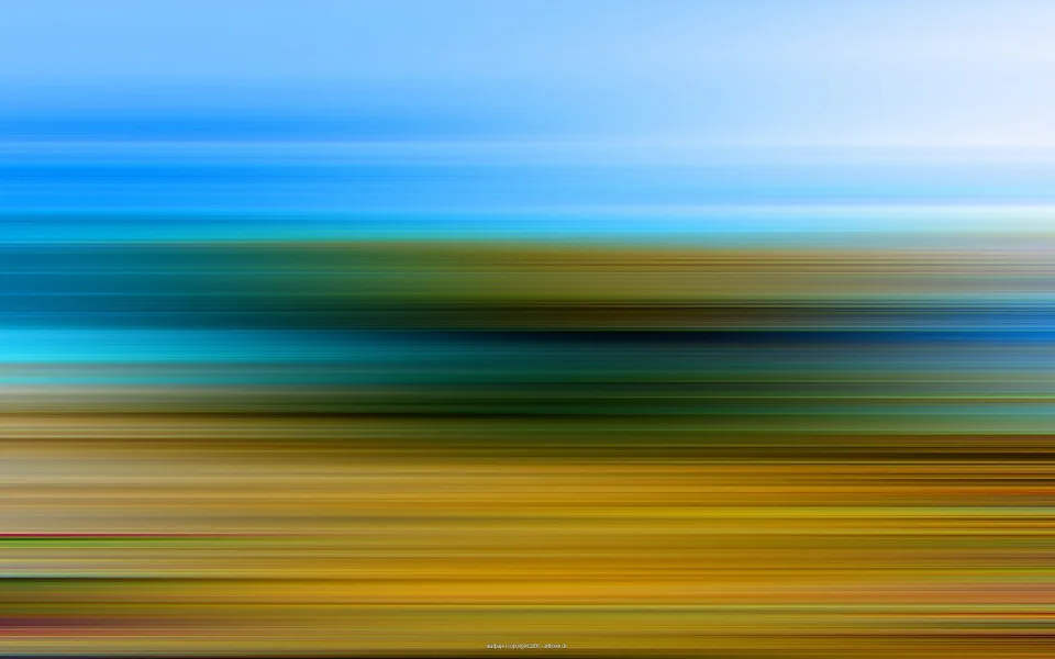 Horizontal verwischte Streifen, die von Blau über Türkis und Grün bis zu Gold verlaufen.