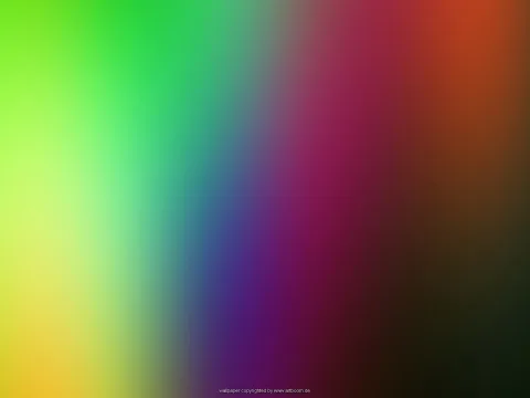 Weich verlaufende Farbflächen von Gelbgrün links über Grün und Blau bis Violett, Magenta und Orange rechts, unten rechts fast schwarz.