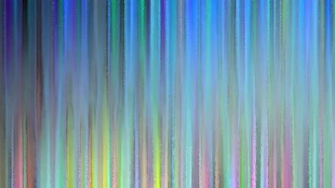 Abstrakte Komposition aus senkrechten, pastellfarbenen Streifen in Blau, Grün, Lila, Rosa und Gelb mit feiner, malerischer Körnung.