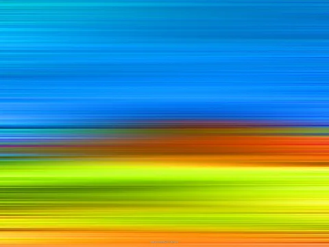 Horizontal verwischte Streifen: oben dominiert Blau, darunter folgen Orange, Gelbgrün und ein orangefarbener Streifen am unteren Rand.