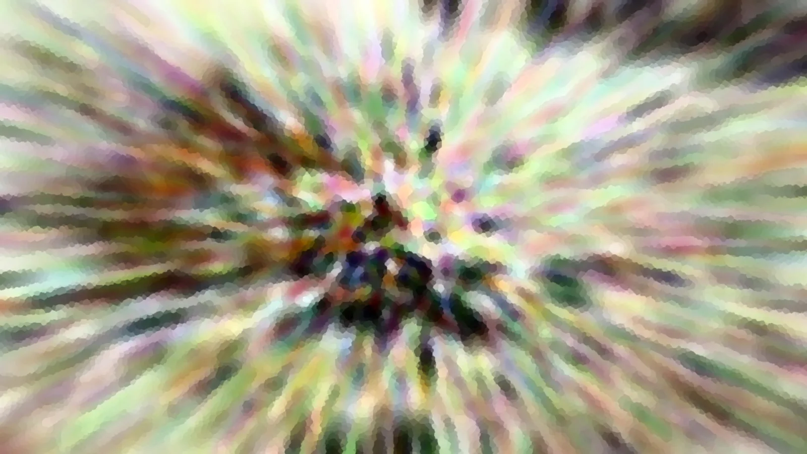 Abstraktes Bild mit bunten Farbstrahlen, die von einem dunklen Zentrum nach außen laufen.