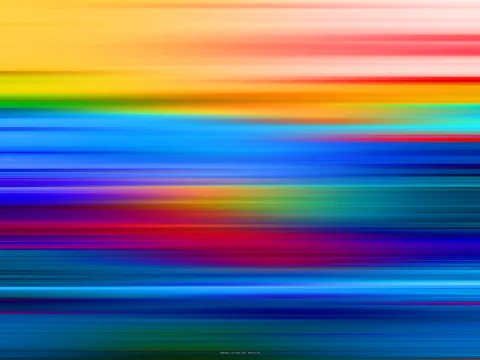 Horizontal verwischte Streifen in Gelb, Rot, Orange, Blau und Violett, die von oben nach unten ineinanderfließen.